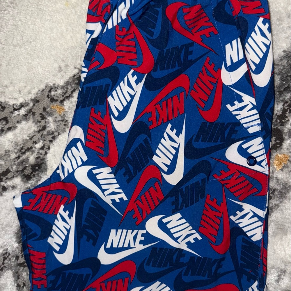 Nike Kids Blue and Red Logo Shorts